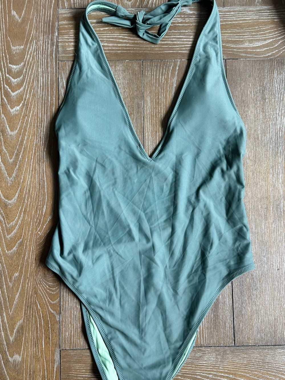 Aerie Mango green one piece swimsuit with tie back #swimwear #beachwear
